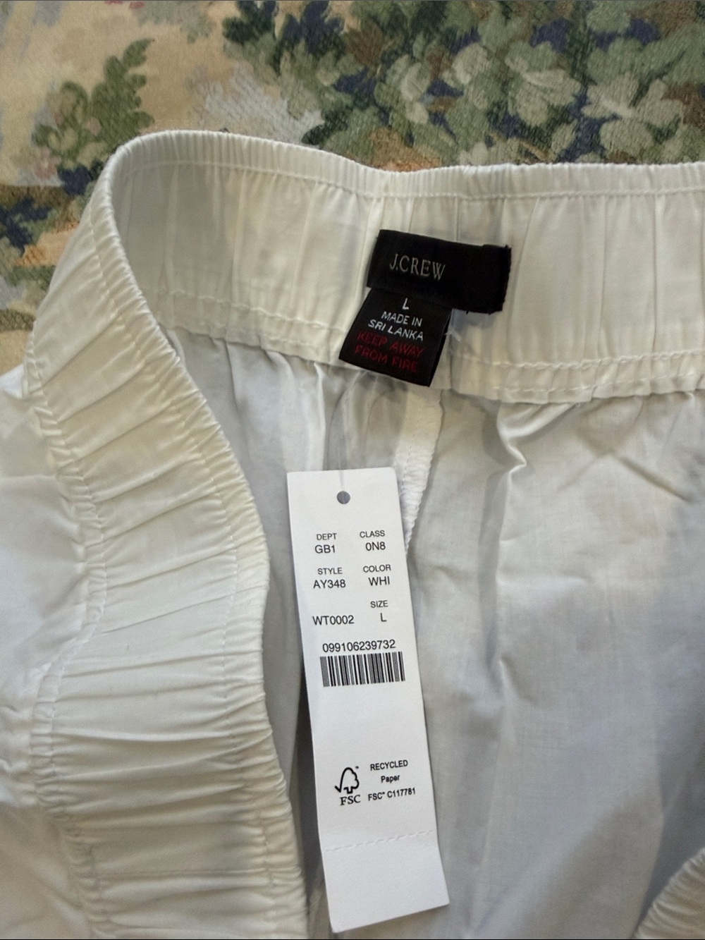 NWT - J Crew End on End Cotton Wide Leg Pajama Pant White - Large - Picture 4 of 6